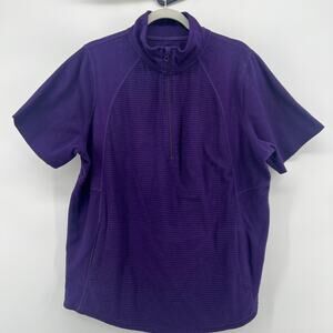 St John’s Bay Women’s 1X Purple Quarter Zip Fleece Activewear Top Shirt